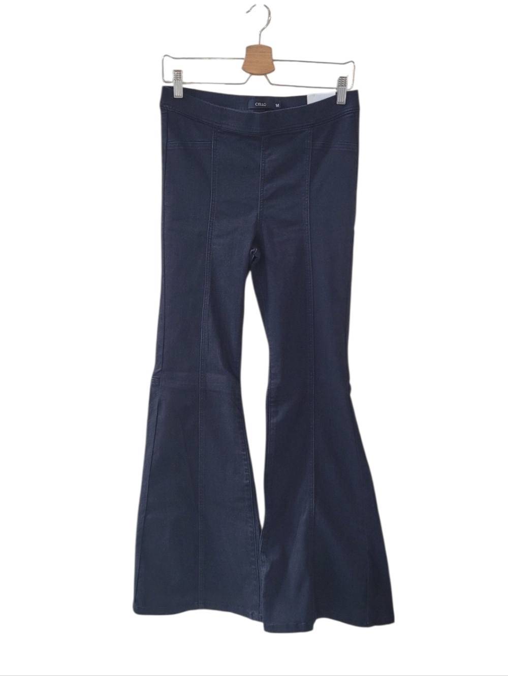 CELLO Black High Rise Deluxe Comfort Stretch Pull On Flare Pant Size M